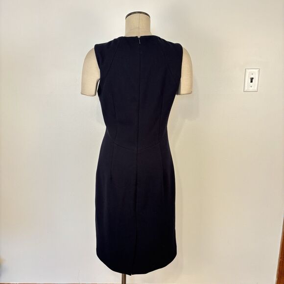 Hobbs London Womens 8 Navy Blue Tailored Sheath Dress Knee Length Sleeveless - Picture 3 of 8